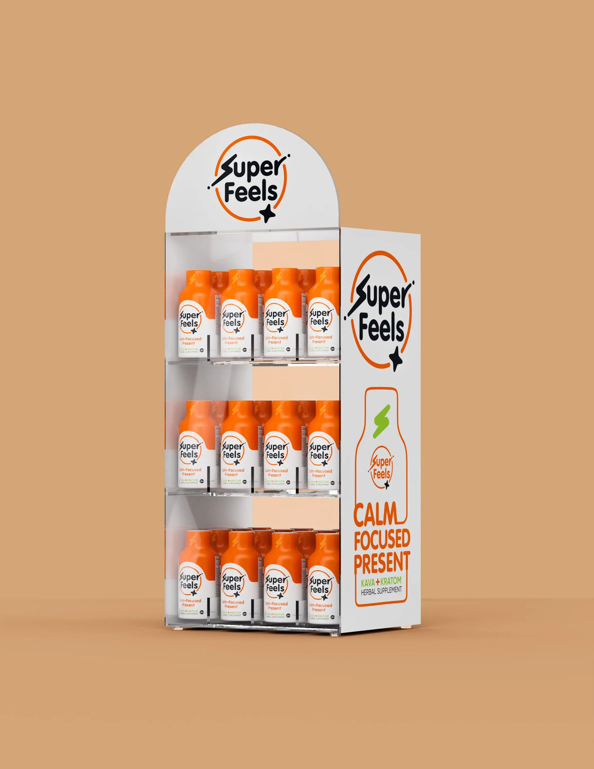 Super Feels retail packaging and displays